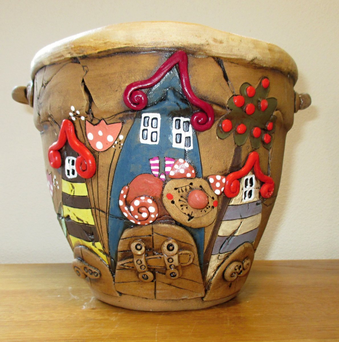 Obal na květináč - Domečky