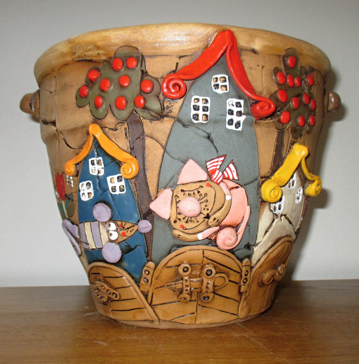 Obal na květináč - Domečky