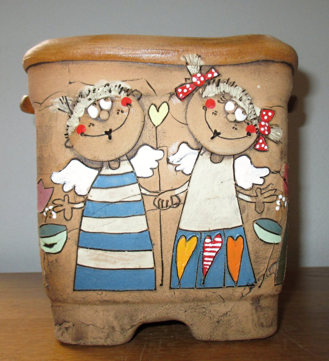 Hranatý obal na květináč - Andílci