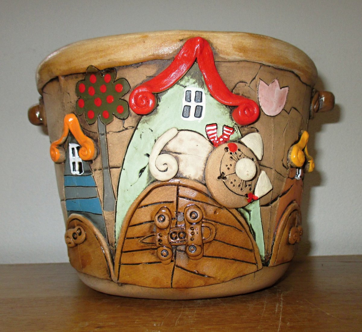 Obal na květináč - Domečky