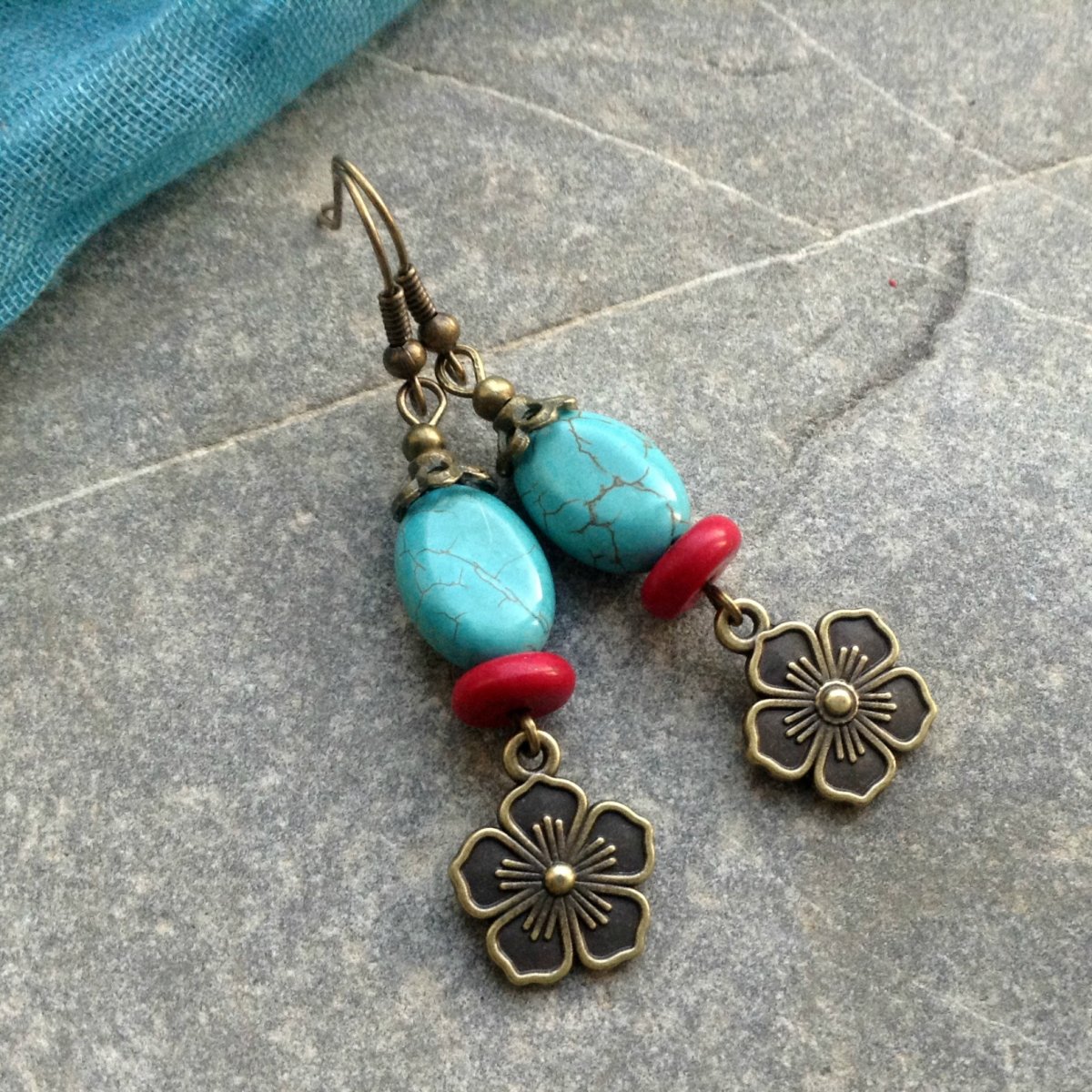 Jeřabinky v tyrkysu - náušnice