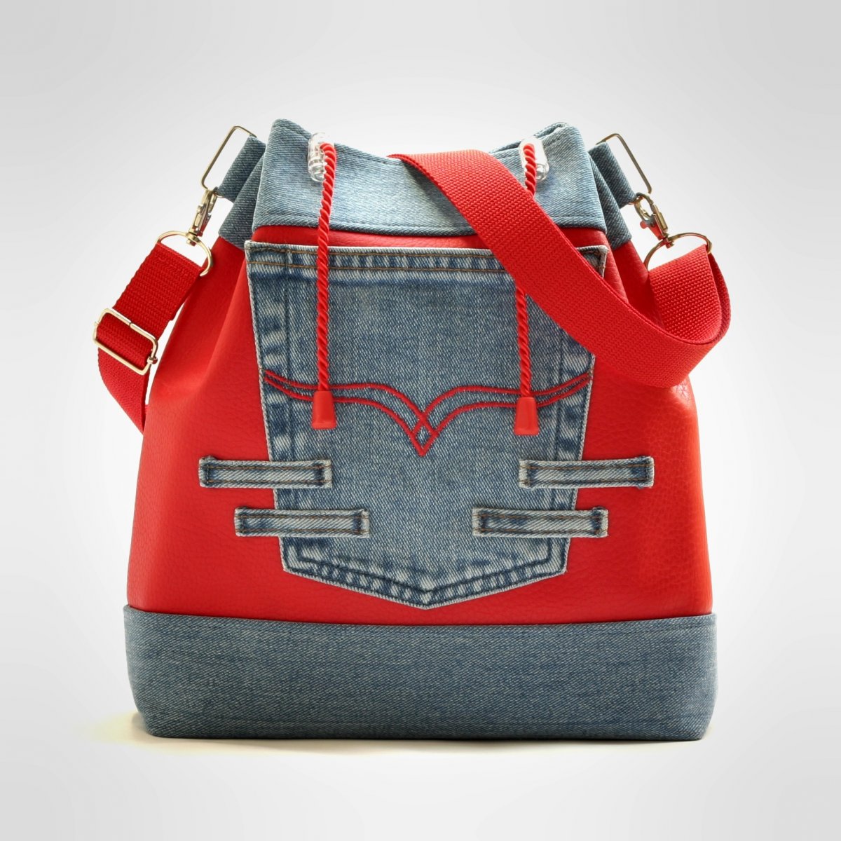 Kabelka - S podkladem z červené koženky