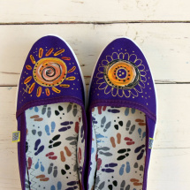 Malované botky se sluníčkem - fialová - vel.35-40