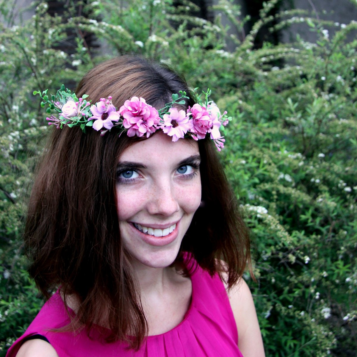 Květinový věneček do vlasů v šeříkových odstínech