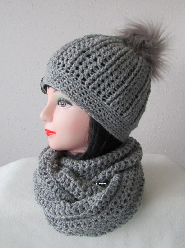 Čepice + nákrčník, šedá