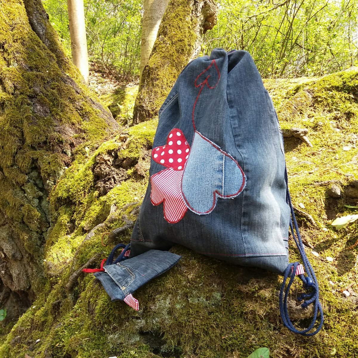 Džínový vak Red hearts