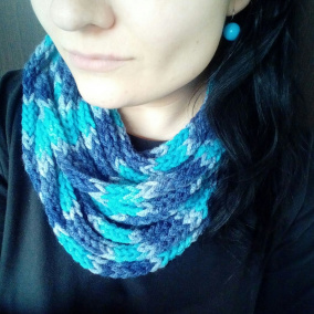  V modré!Rope scarf-provazový šál,tunel na jaro