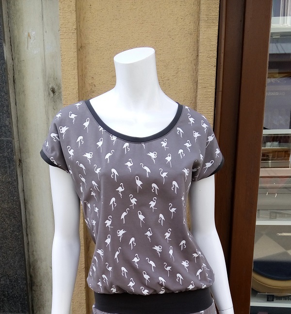 Tričko plameňáci na šedobéžové vel. M/L