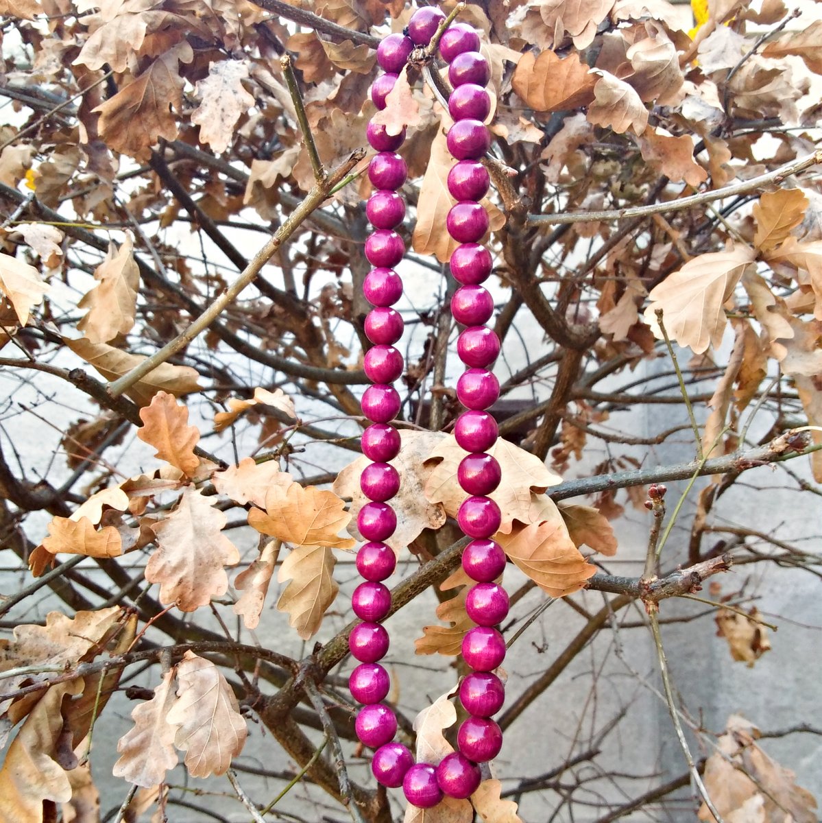 Ostružinové retro korále - dřevěné