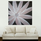 Malovaný  hnědý obraz, kopretina, abstrakce