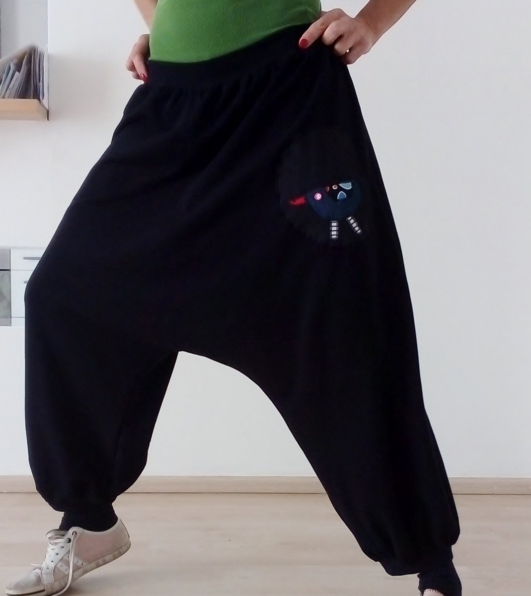 Harémové tepláky PTÁČEK s kapsou, vel. XL