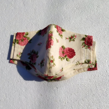 Čajové růžičky - rouška tvarovaná, dvouvrstvá s kapsou 