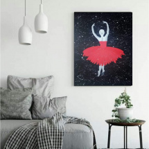 Malovaný červeno černý obraz, Baletka 