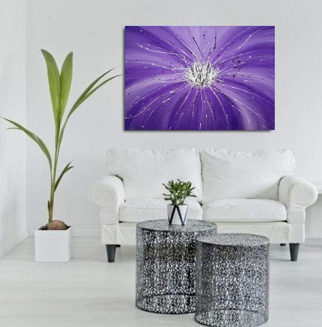 Malovaný  obraz, fialová abstrakce 