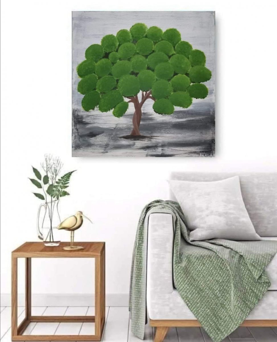 Malovaný obraz, energický strom