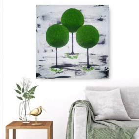 Malovaný obraz, energické stromy 