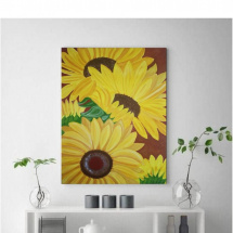 Malovaný  obraz, slunečnice 