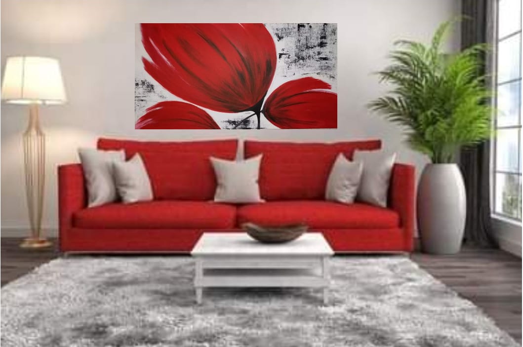 Malovaný obraz, tulipány 