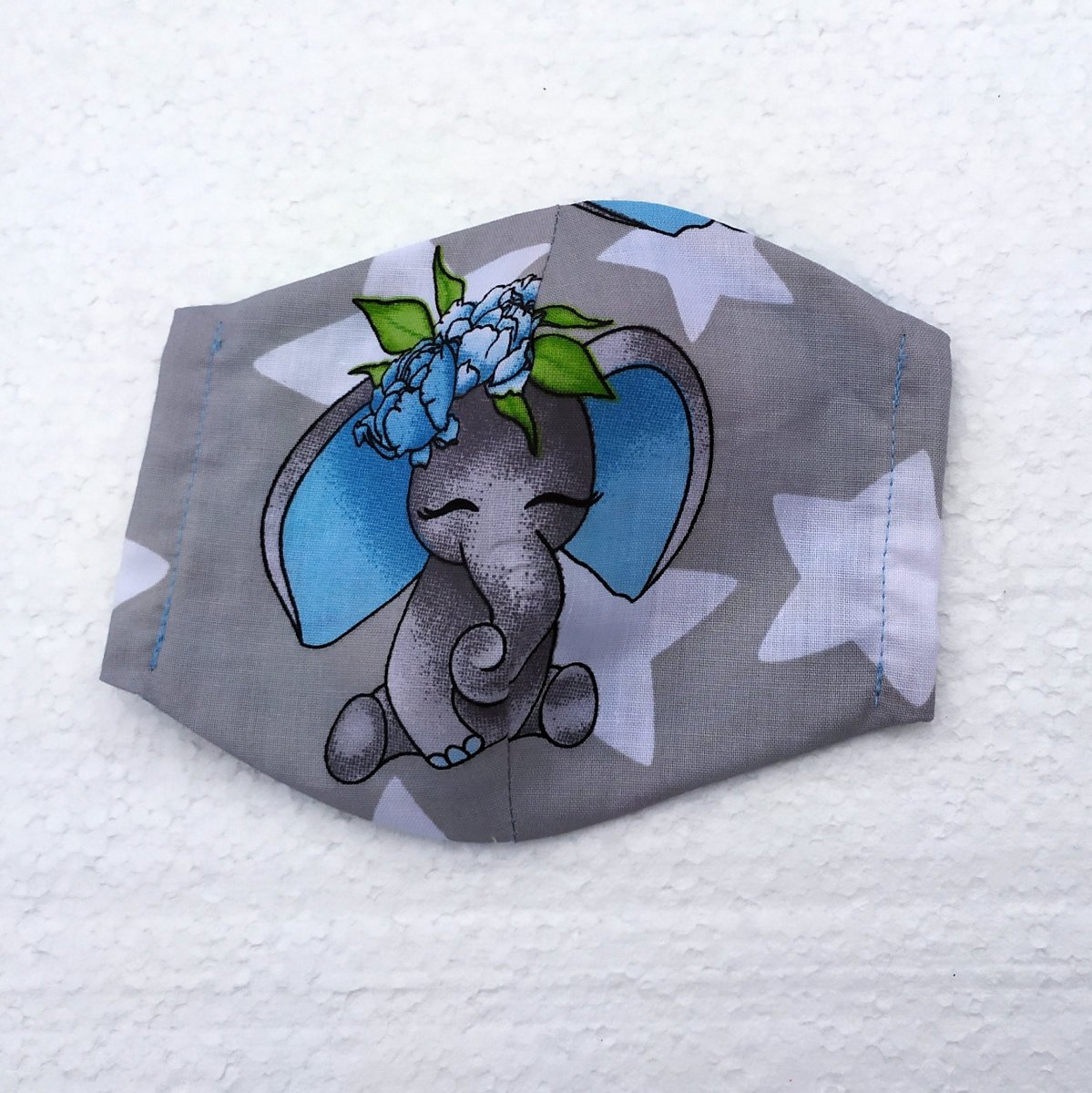 Slónek - dětská tvarovaná s kapsičkou, dvouvrstvá