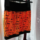 Šitá sukně úplet s rockovým motivem neonově oranžová 