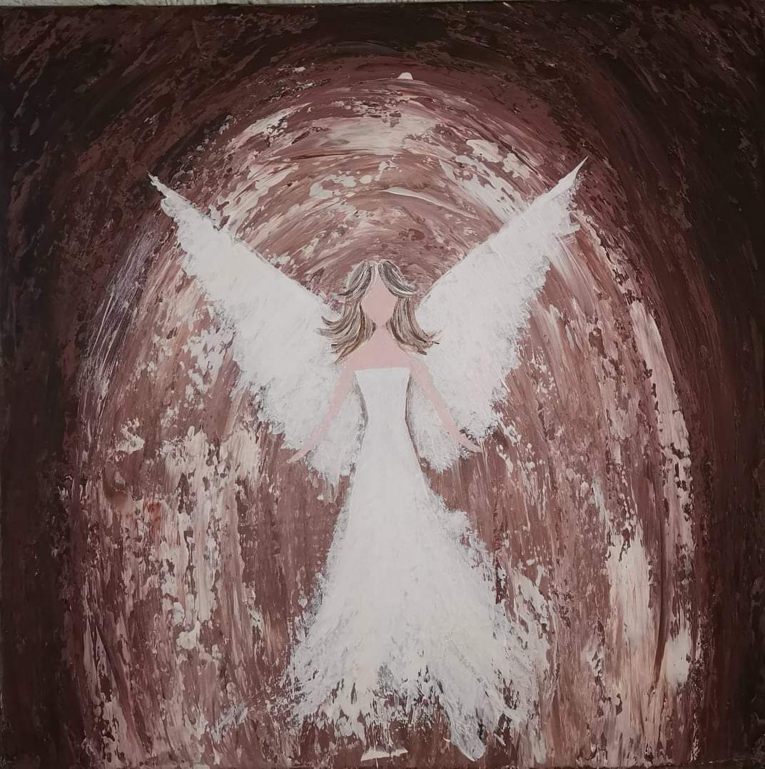 Obraz hnedobílý, anděl 3