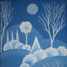 Malovaný obraz, zimní krajinka 2
