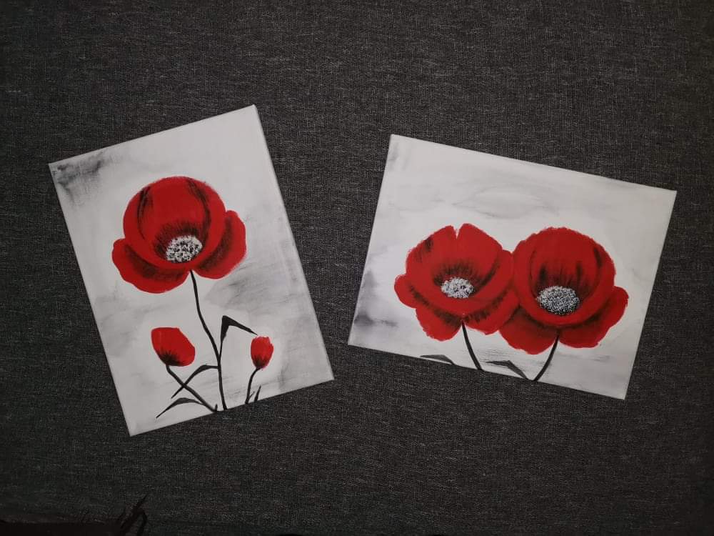 Malovaný obraz, sada, vlčí máky 