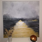 Zlatý energický obraz, abstrakce, po zlaté cestě