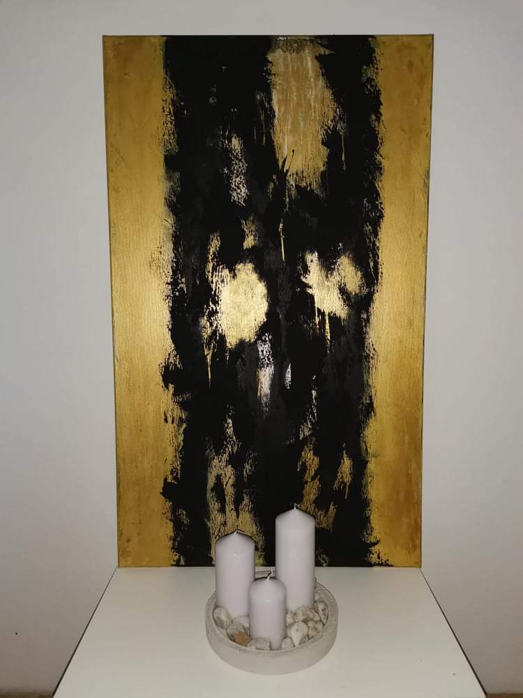 Zlatý energický obraz, abstrakce