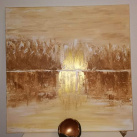 Zlatý energický obraz, abstrakce, podzimní odlesky