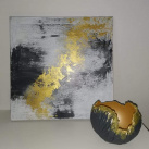 Zlatý energický obraz, abstrakce, záře