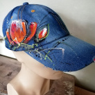 Čepice, "květy", riflová