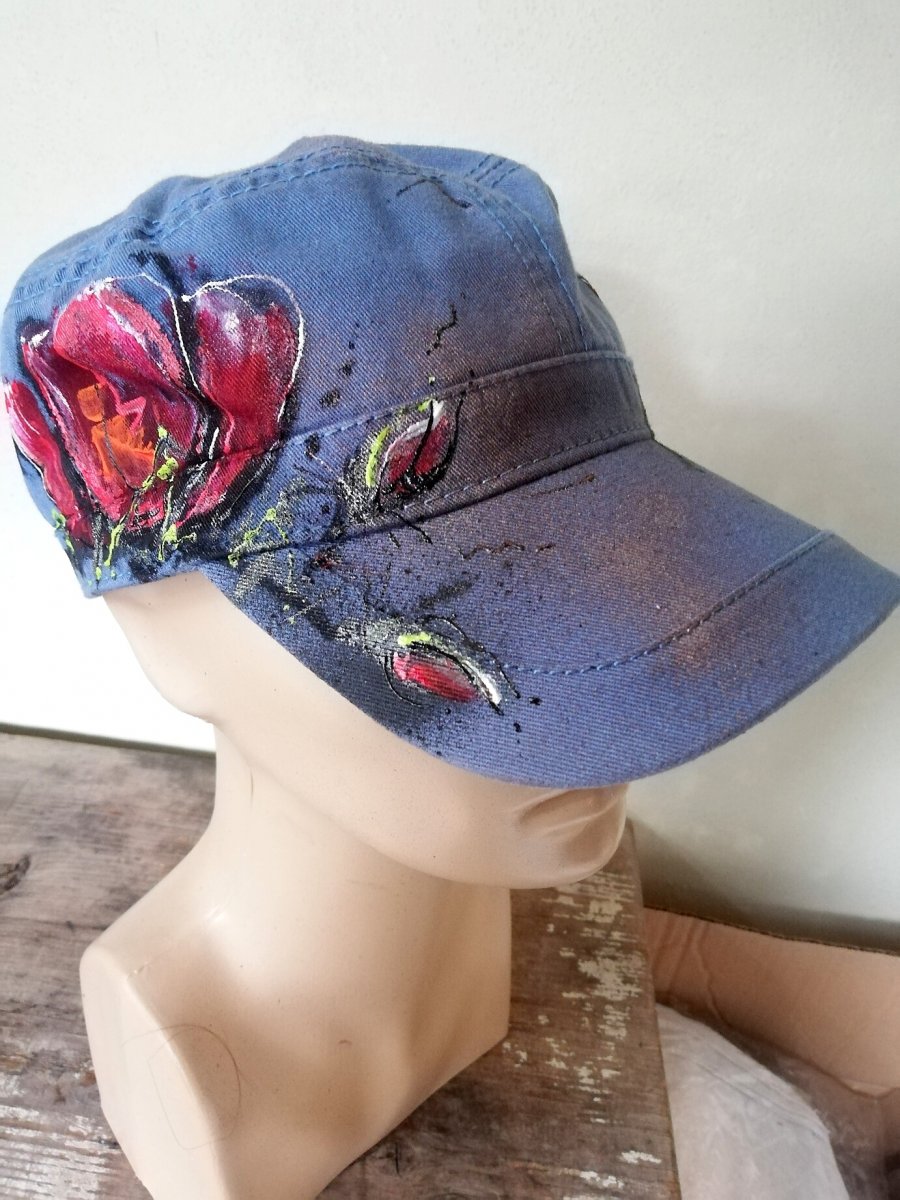 Military čepice, "květy", modrá