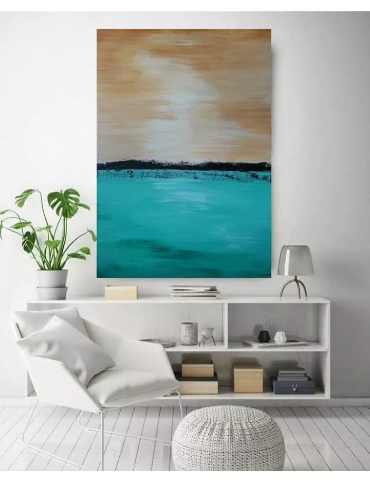 Obraz, abstrakce, azurová krajinka 3