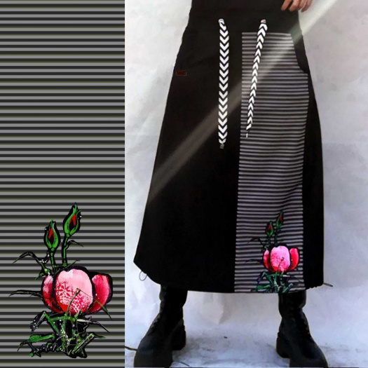 sukně SOFT, máky, dlouhá, S-XL