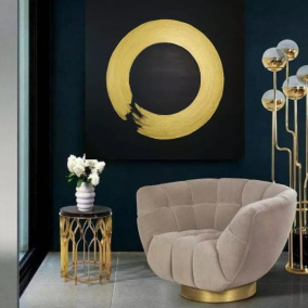 Zlatý energický obraz, abstrakce, kruh