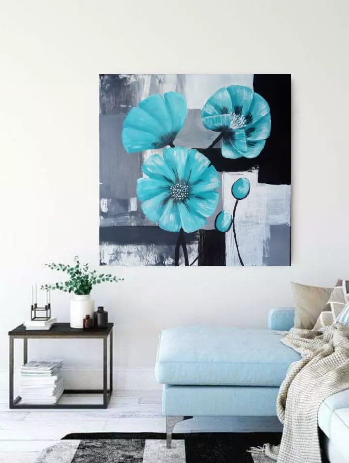 Malovaný obraz, Tyrkysová kytice