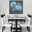 Moderní obraz, tyrkysové květiny