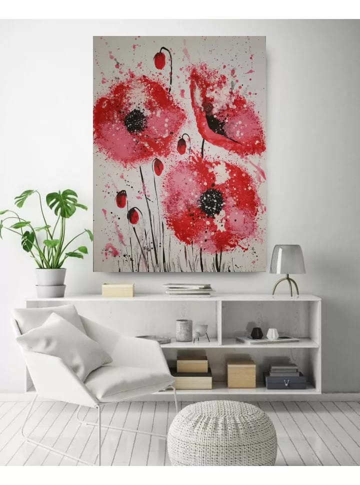 Obraz, vlčí máky, abstrakce 