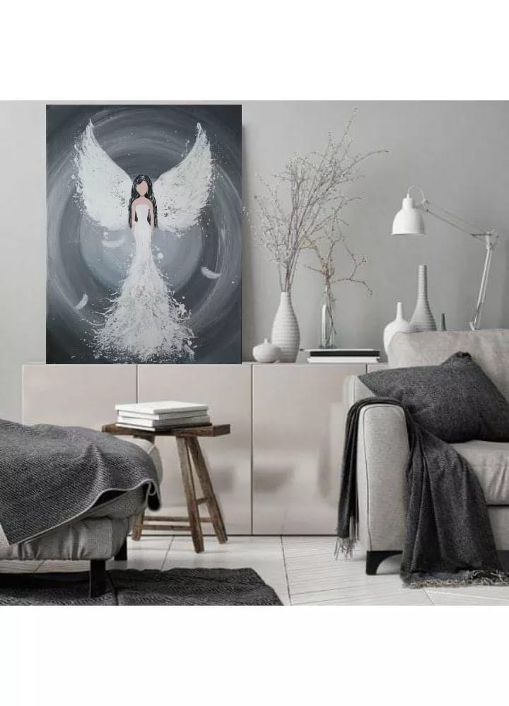 Obraz černobílý, anděl 