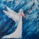 Obraz modrobílý, anděl 2