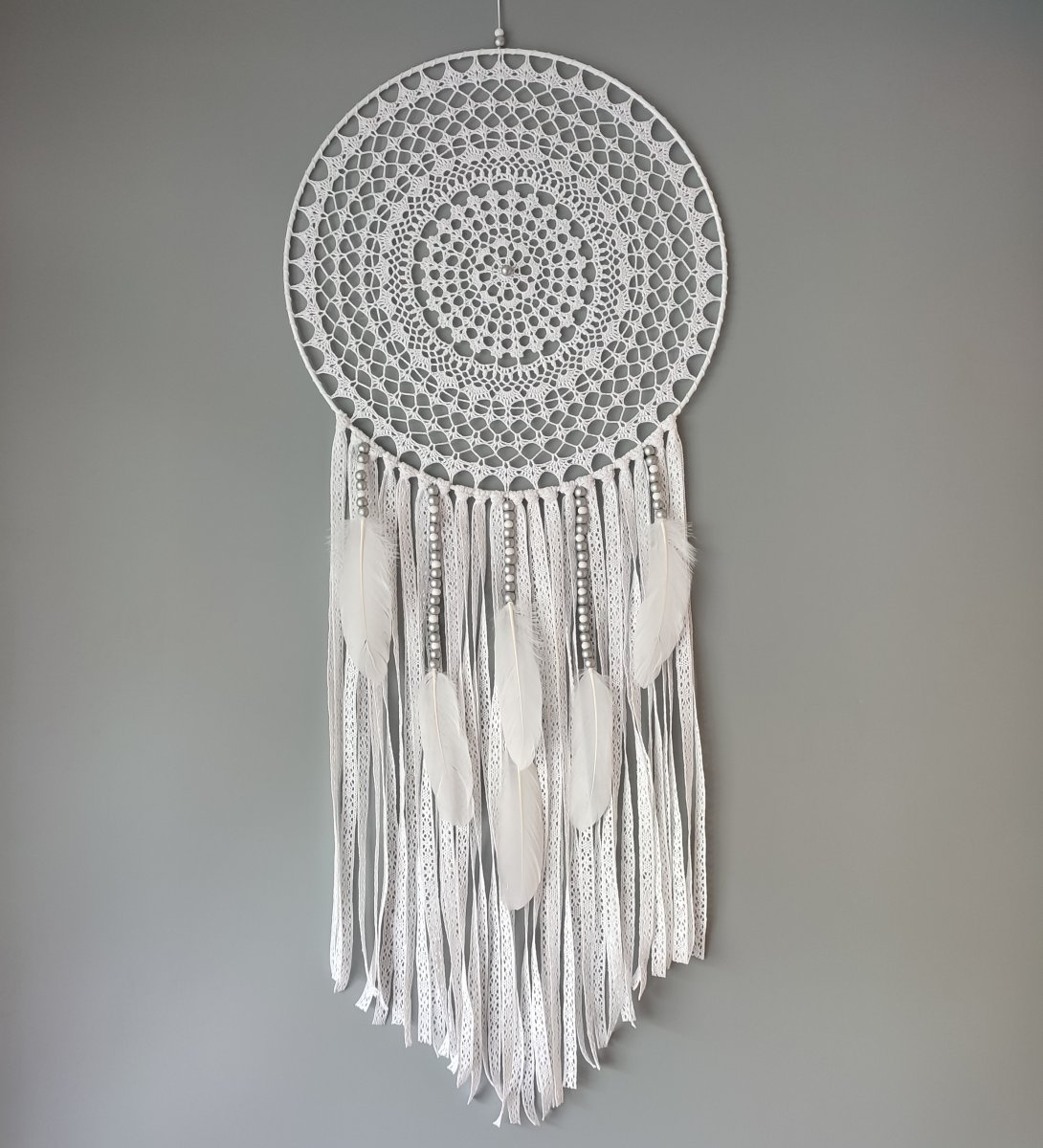 Lapač zlých snů Stříbrná holubice 40 x 100 cm
