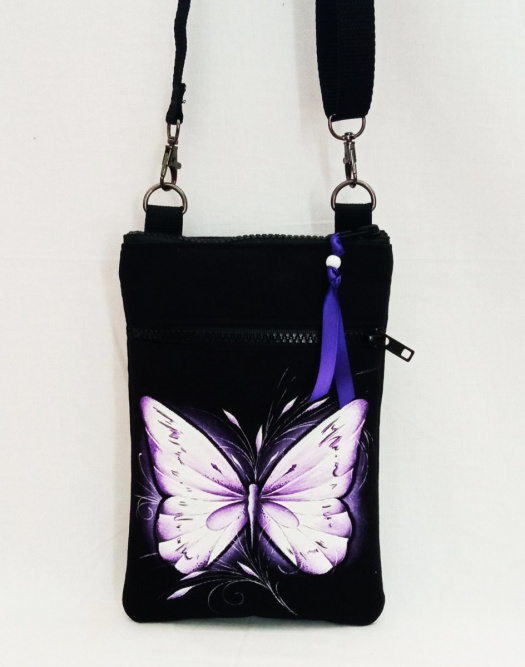 mini crossbody -fialový motýl