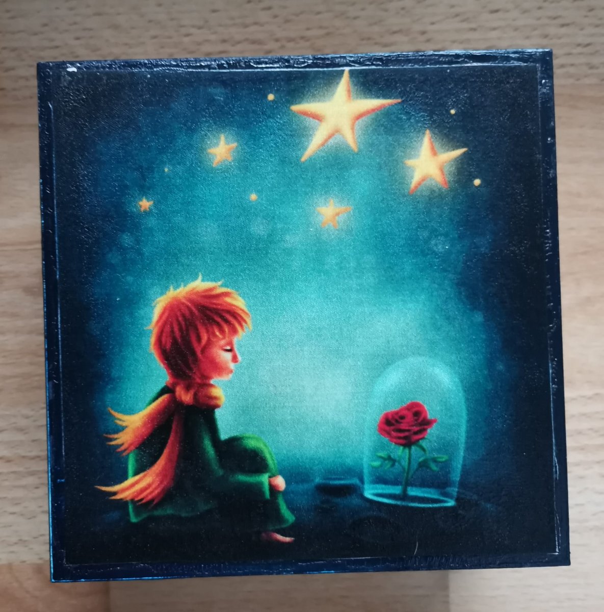 Dřevěná krabička, šperkovnice, malý princ 4