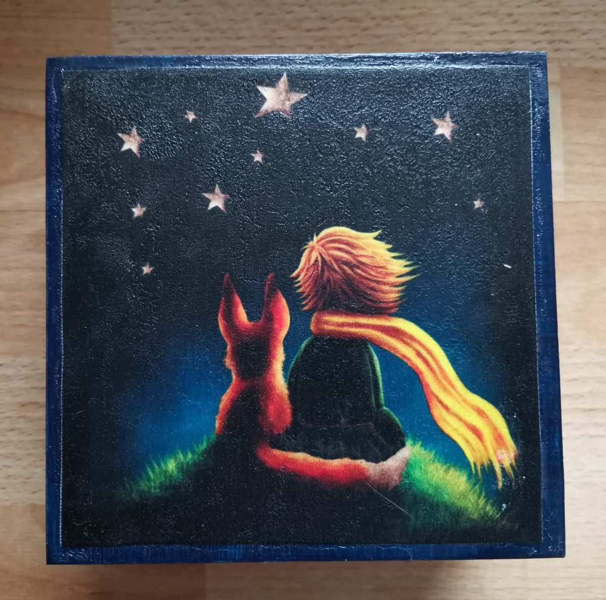 Dřevěná krabička, šperkovnice, malý princ 1