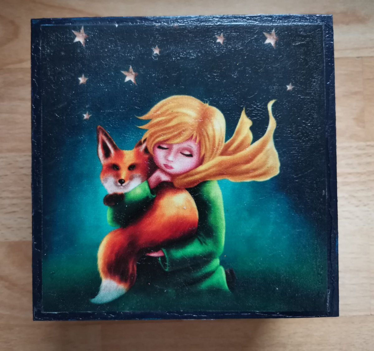 Dřevěná krabička, šperkovnice, malý princ 2