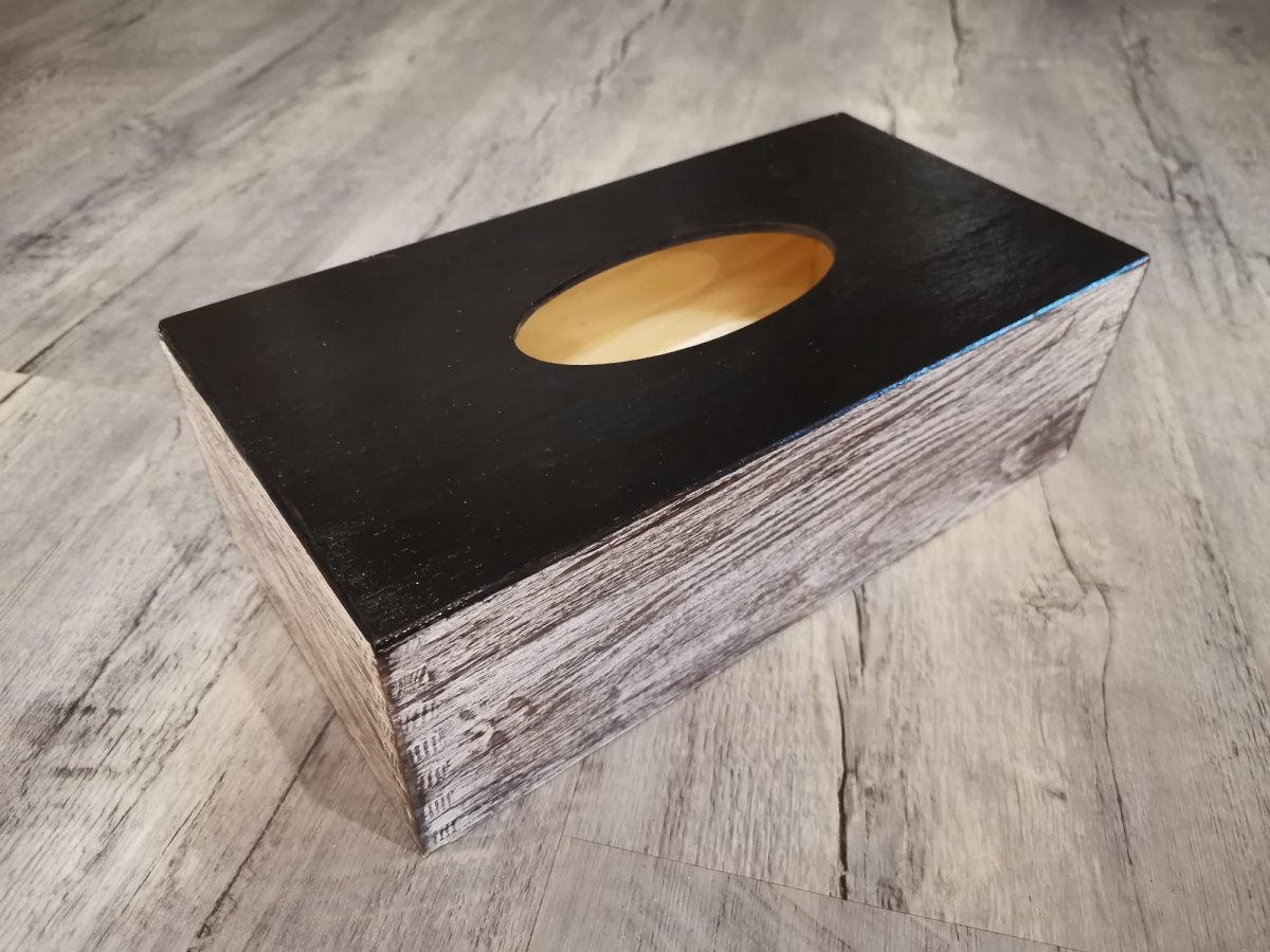 Krabička, poklop na kapesníky hnědobílá