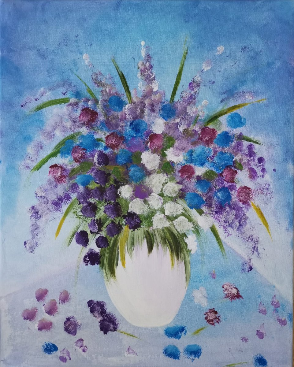 Malovaný obraz, kytice 