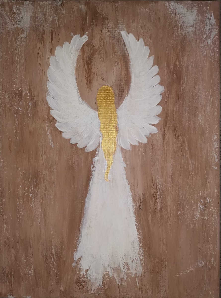 Obraz, hnedobílý anděl 