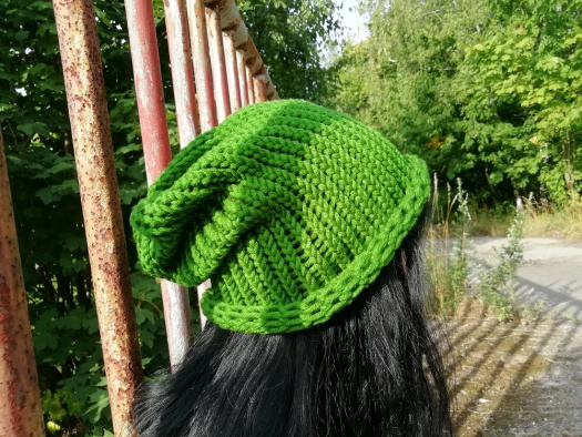 Pletená čepice 2v1 ( trávově zelená) 